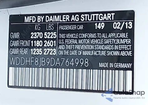 2013 Mercedes-Benz E 350 4Matic из США, поврежденный, VIN WDDHF8JB9DA764998